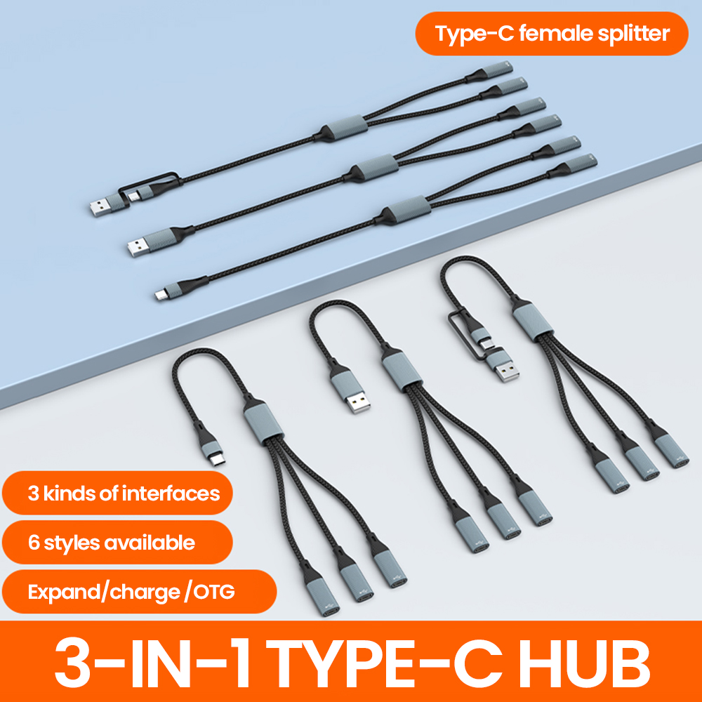 Laptop Lock Cable - Hub USB 3 in 1 tipo