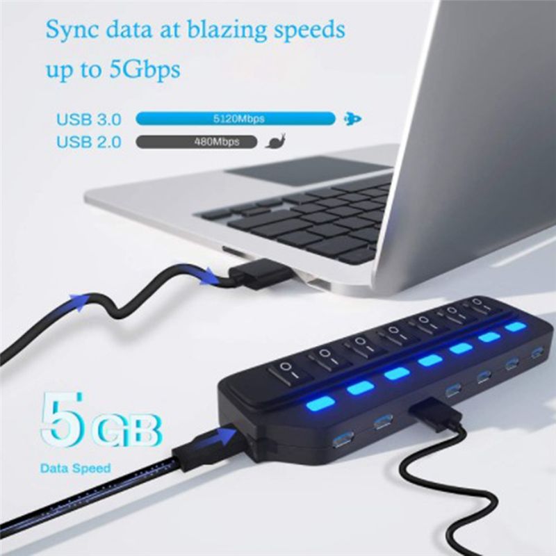 Laptop Accessories Hub - Hub USB A64I 2.0, Splitter USB,